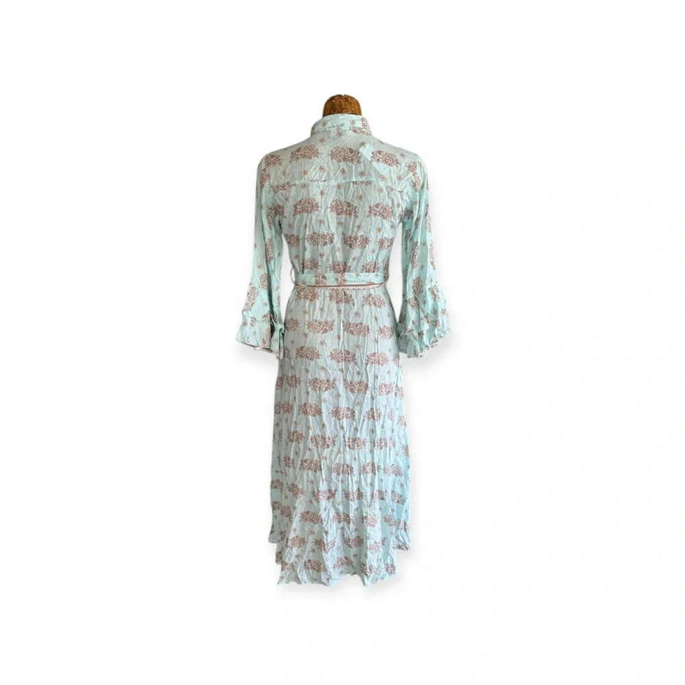 AURA maxi dress blue cream chic floral pastels - Picture 6 of 13